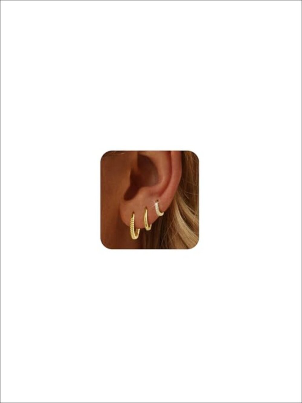 14k Gold Plated Huggie Hoop Earring Set Stackable Waterproof Non Tarnish